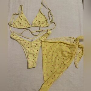 Floral Bikini Set with Sarong